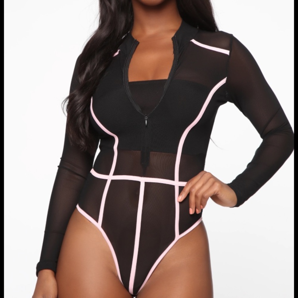 Andrea colorblock mesh bodysuit